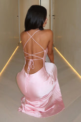 Starlette Cowl Neck Satin Maxi Dress - Pink